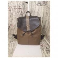 Рюкзак  торба , натуральная кожа, внутренний карман, хаки, коричневый Elena leather bag
