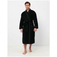 Халат , длинный рукав, банный халат, пояс/ремень, карманы, размер 52-54, черный Luisa Moretti