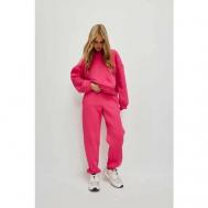 Костюм, свитшот и брюки, спортивный стиль, оверсайз, утепленный, размер S, розовый ME