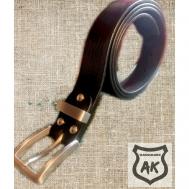 Ремень натуральная кожа, металл, подарочная упаковка, для мужчин, размер 105, длина 105 см., черный Leather AK