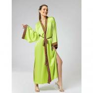 Кимоно  удлиненное, длинный рукав, пояс, размер 42/48, зеленый ALZA