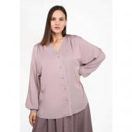 Блуза , повседневный стиль, однотонная, размер 52, бежевый, розовый EL