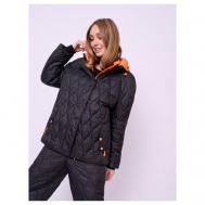 куртка  , демисезон/зима, средней длины, силуэт прямой, ультралегкая, стеганая, утепленная, влагоотводящая, ветрозащитная, размер 48, черный Franco Vello