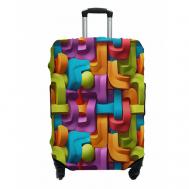Чехол для чемодана , текстиль, полиэстер, износостойкий, размер L, мультиколор MARRENGO
