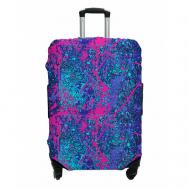 Чехол для чемодана , полиэстер, текстиль, износостойкий, размер L, фиолетовый, синий MARRENGO