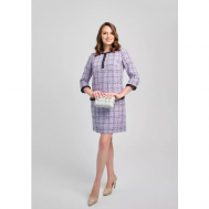 Платье-футляр твид, полуприлегающее, до колена, подкладка, размер 44, фиолетовый Вика Карлова