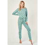 Пижама , брюки, лонгслив, размер M, зеленый TARO