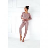 Пижама , лонгслив, брюки, размер L, розовый SENSIS