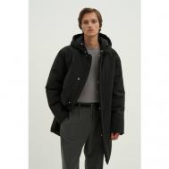 Пальто  зимнее, силуэт прямой, карманы, капюшон, размер 2XL, черный Finn Flare