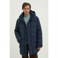 Пальто  зимнее, силуэт прямой, капюшон, размер M, синий Finn Flare