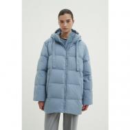 куртка   зимняя, средней длины, силуэт свободный, водонепроницаемая, капюшон, размер S, голубой Finn Flare