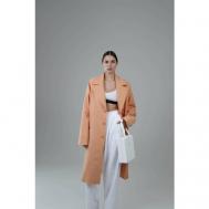 Пальто   демисезонное, шерсть, силуэт прямой, удлиненное, размер XS, розовый ZNWR