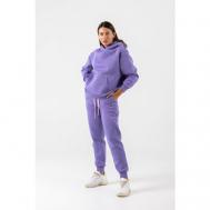 Худи, оверсайз, трикотажное, утепленное, капюшон, карманы, размер L 48-50, фиолетовый UP2Y&ME