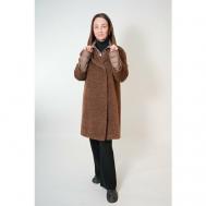 Пальто   демисезонное, шерсть, силуэт свободный, средней длины, размер 44, коричневый Cinzia Rocca