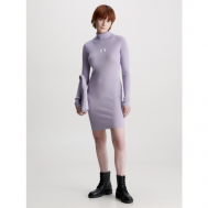 Платье-водолазка , повседневное, прилегающее, до колена, размер 44(S), фиолетовый Calvin Klein