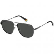 Солнцезащитные очки  6195/S/X KJ1/M9, авиаторы, оправа: металл, поляризационные, с защитой от УФ, серый Polaroid