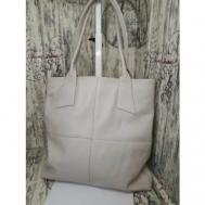 Сумка  шоппер , фактура гладкая, серый Elena leather bag