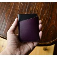 Кредитница , натуральная кожа, 3 кармана для карт, черный, фиолетовый kushnerov