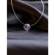 Чокер-невидимка колье ожерелье на прозрачной леске с подвеской круглый кристалл Reniva