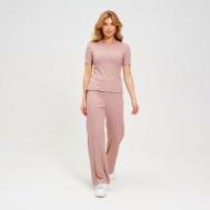 Комплект , футболка, брюки, короткий рукав, пояс на резинке, без карманов, размер 40, розовый Urban Family