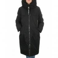 куртка  зимняя, удлиненная, силуэт прямой, подкладка, стеганая, капюшон, манжеты, карманы, внутренний карман, размер 54, черный Не определен
