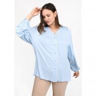 Блуза , повседневный стиль, однотонная, размер 54, голубой EL
