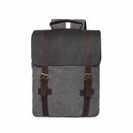 Рюкзак  BP-0018GRY-B, натуральная кожа, текстиль, вмещает А4, внутренний карман, серый Camelbags