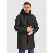Пальто  демисезонное, средней длины, карманы, капюшон, утепленное, размер 58, серый Kanzler