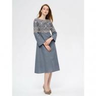 Платье ампир полуприлегающее, миди, подкладка, размер 44, серый Tatiana Larina