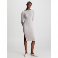 Платье , повседневное, прилегающее, миди, открытая спина, размер 44(S), серый Calvin Klein