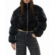 куртка   демисезонная, средней длины, силуэт прямой, без капюшона, размер M, черный Sorelle