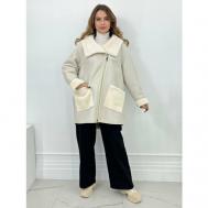 куртка   зимняя, удлиненная, силуэт прямой, размер 56, белый Karmelstyle