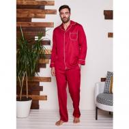 Пижама , карманы, размер 58, бордовый Малиновые сны
