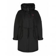 куртка  , демисезон/зима, силуэт прямой, карманы, капюшон, размер 42, черный Aeronautica Militare