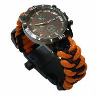 Наручные часы Мужские часы с браслетом из паракорда, оранжевый, черный VoenPro