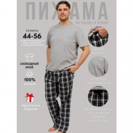 Пижама , футболка, брюки, размер L, серебряный Nuage.moscow