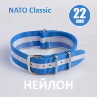 Ремешок , , голубой, белый NATO Strap