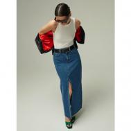 Юбка  джинсовая, макси, разрез, размер XXS, синий Anna Pekun