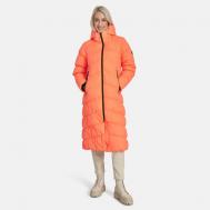 Пальто , удлиненный, силуэт полуприлегающий, подкладка, внутренний карман, карманы, капюшон, съемный капюшон, манжеты, светоотражающие элементы, ветрозащитный, водонепроницаемый, мембранный, размер XL, оранжевый, коралловый Huppa
