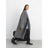 Пальто   демисезонное, шерсть, силуэт прямой, средней длины, размер XXS, серый GATE31
