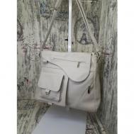 Сумка  кросс-боди  повседневная, натуральная кожа, внутренний карман, регулируемый ремень, серый Elena leather bag