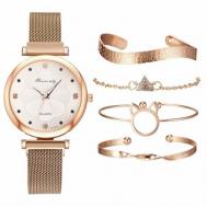 Наручные часы Подарочный набор 2 в 1 Rinnandy: наручные часы и 4 браслета, золотой Ma.brand