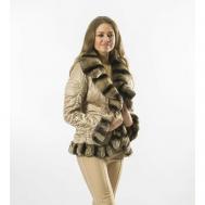 куртка  , демисезон/зима, средней длины, силуэт полуприлегающий, ветрозащитная, отделка мехом, утепленная, регулировка ширины, несъемный мех, без капюшона, карманы, размер 40, мультиколор Florence Mode