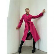 Пальто-реглан  демисезонное, шерсть, оверсайз, удлиненное, размер 48, фуксия Weshalka
