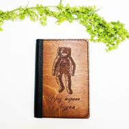 Обложка для паспорта  DSL03_2, дерево, натуральная кожа, подарочная упаковка, коричневый DSL Wood