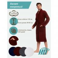 Халат , длинный рукав, карманы, банный халат, пояс/ремень, размер 52/54, бордовый ИТГ