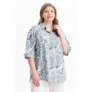 Блуза  , повседневный стиль, размер 60, бирюзовый OLSI
