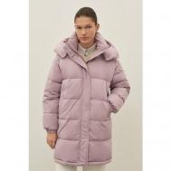Пальто , средней длины, силуэт прямой, съемный капюшон, стеганая, размер XL, розовый Finn Flare