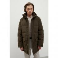 Пальто  демисезонное, силуэт прямой, подкладка, капюшон, размер 2XL, коричневый Finn Flare