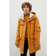 Пальто  демисезонное, силуэт прямой, удлиненное, капюшон, размер XL, бежевый Finn Flare